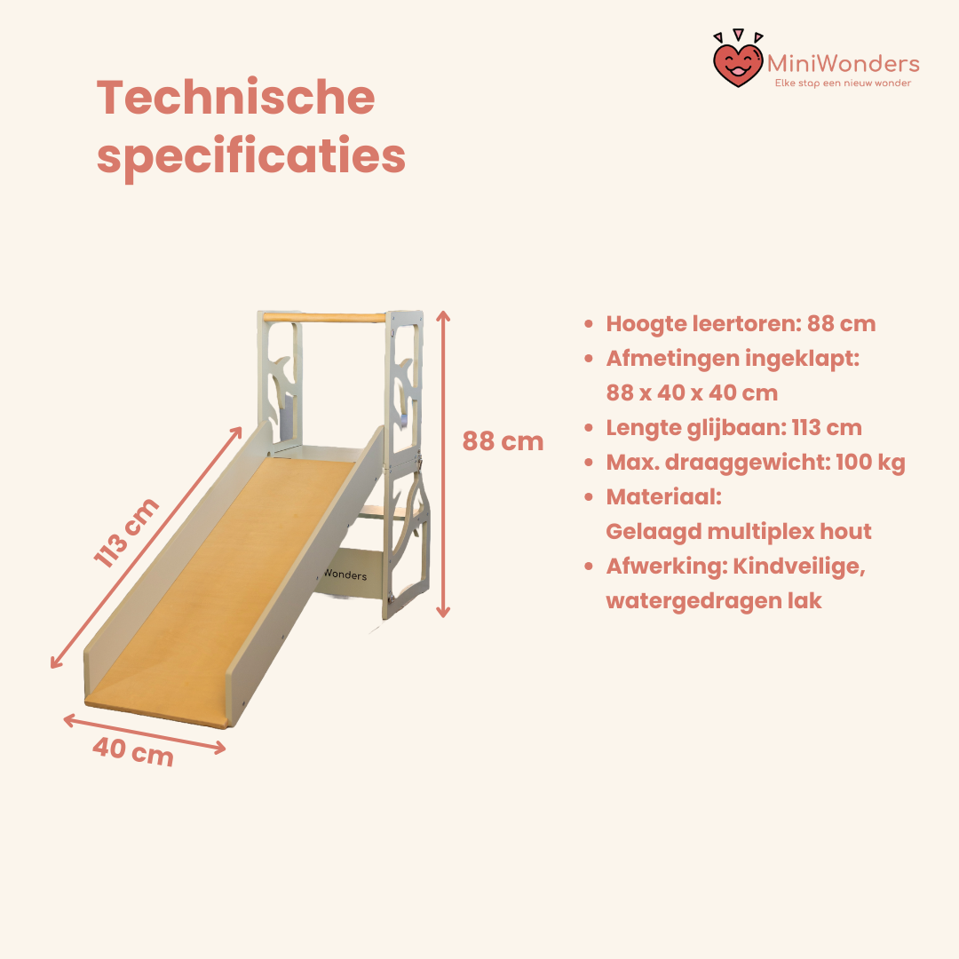 3-in-1 leertoren met glijbaan